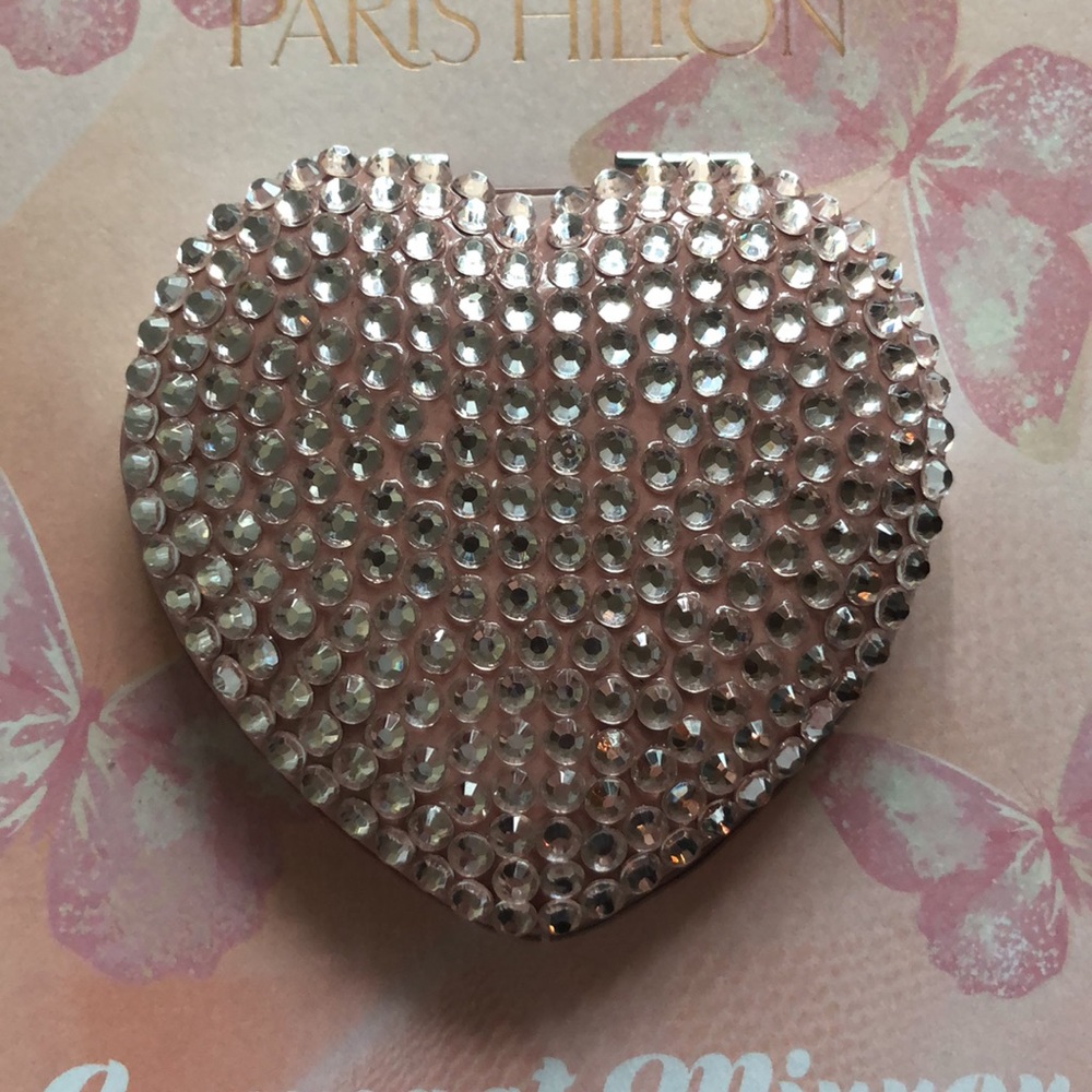 Paris Hilton nwt light pink Barbie barbiecore heart compact double Mirror - Picture 4 of 4